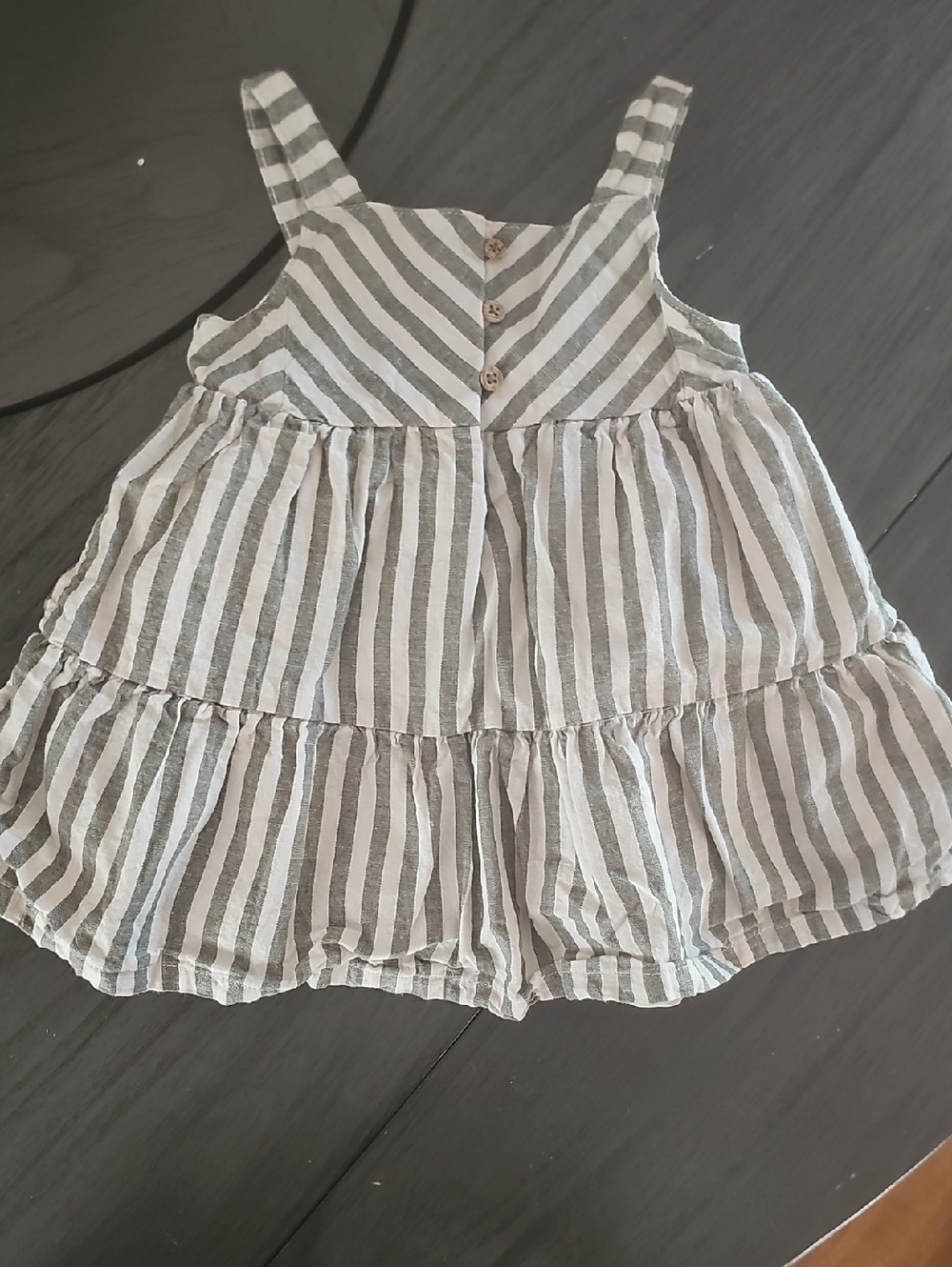 Carter's Tan and Gray Striped Tiered Dress